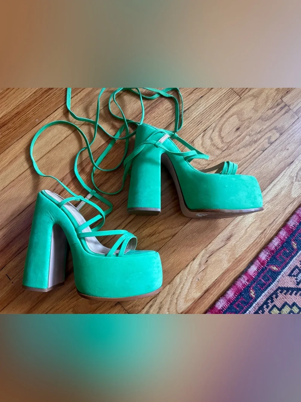 Schutz nubuck platform lace up heels